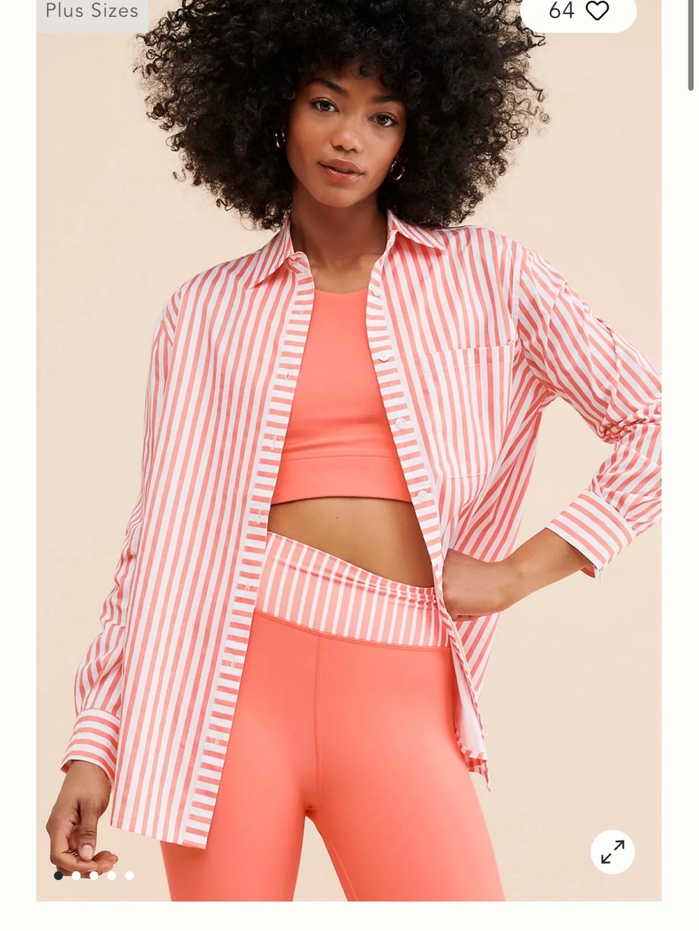 Addison Bay x Nuuly Striped Coral Button-Up Shirt - Size L but 1X fit - SEE SET!